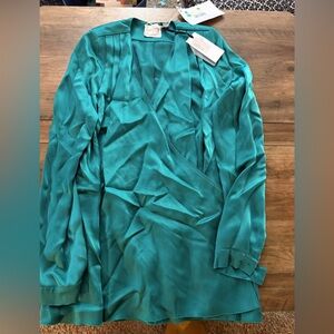Chic Teal Women's Kimono Satin Jacket